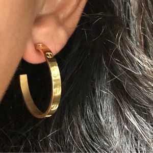 Gold Screw Hoop Earrings